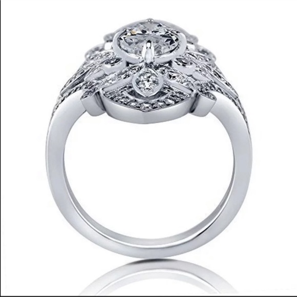 New Luxury 925 Sterling Silver Diamond Lovely Ring - Picture 4 of 5